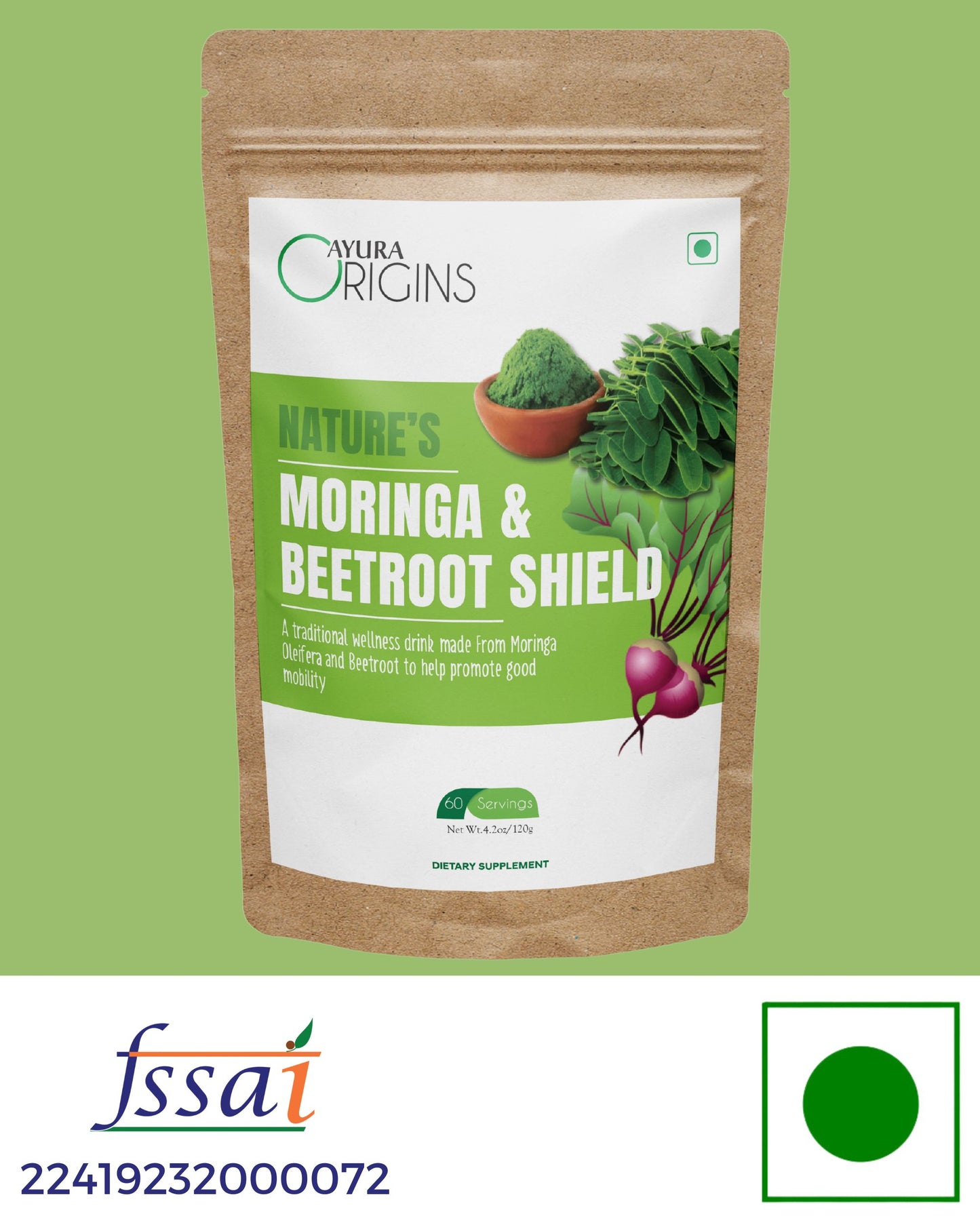 AYURA ORIGINS Nature's Moringa & Beetroot Shield 120gm 60 Servings