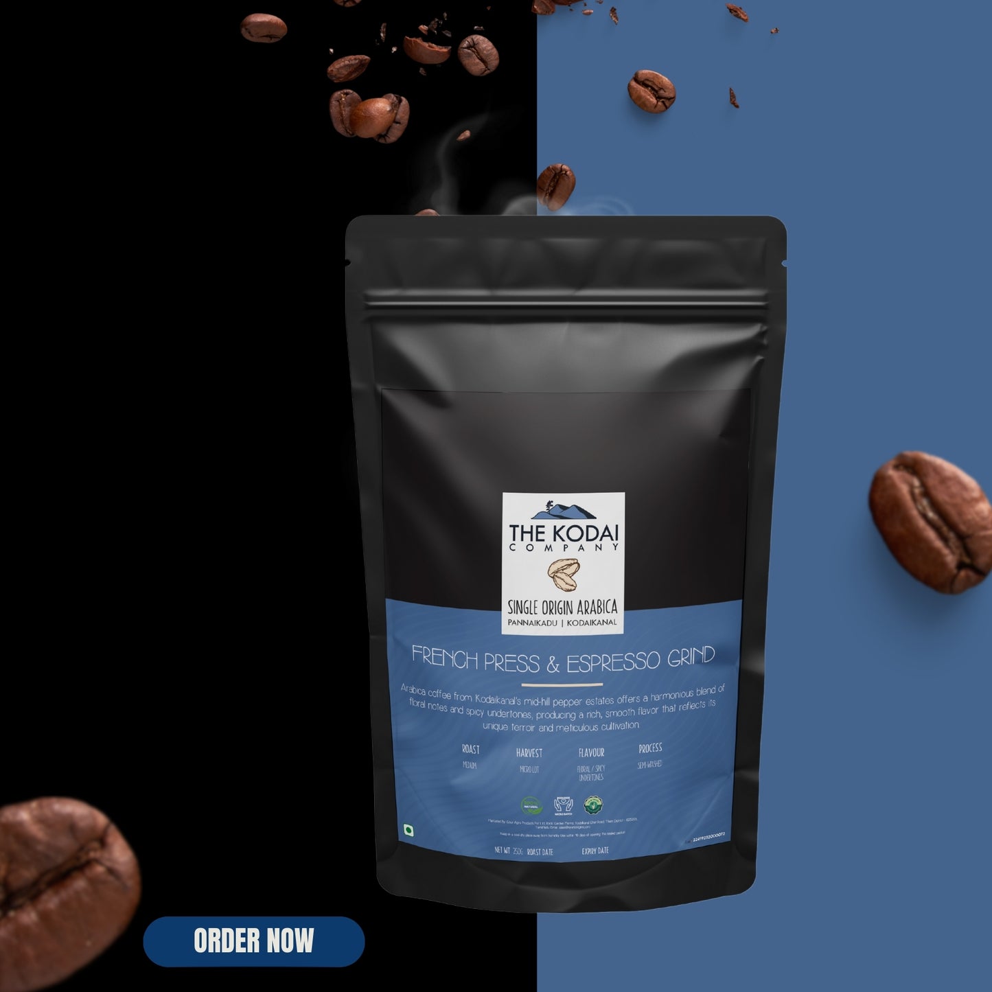 The Kodai Company Single Origin Arabica Coffee - French Press and Espresso