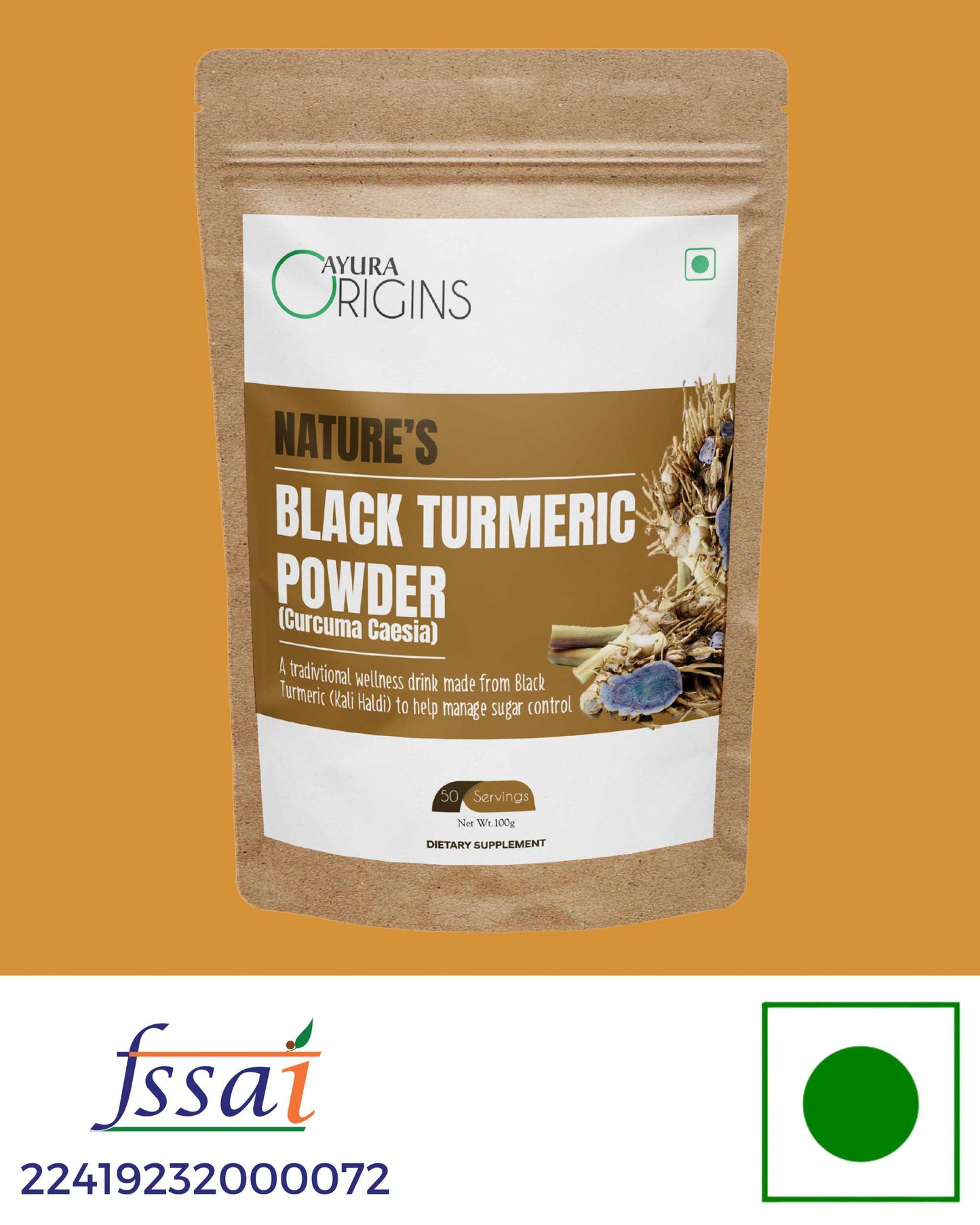 Nature's Black Turmeric Powder (Curcuma Caesia) 100gm 50 Servings
