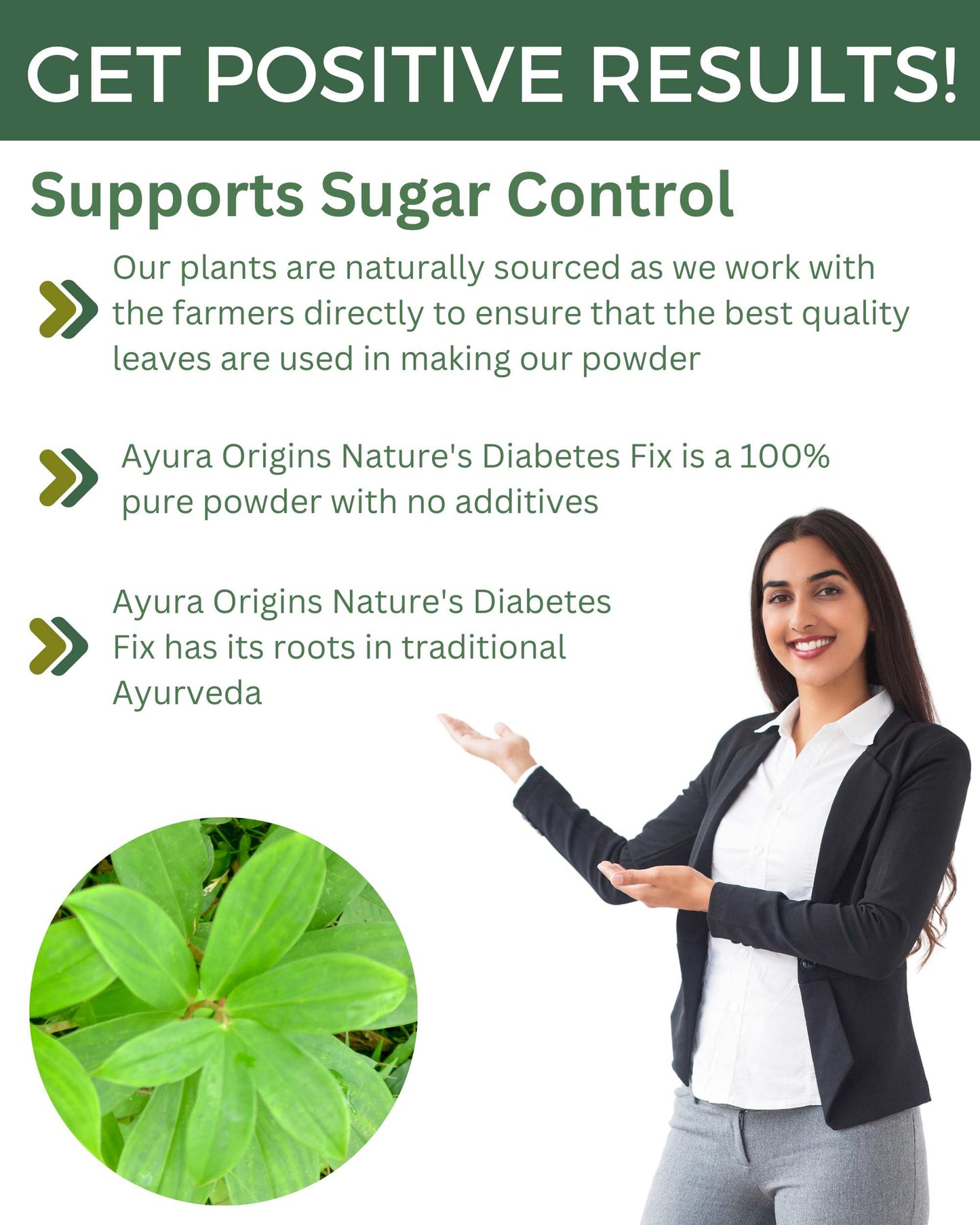 AYURA ORIGINS Nature's Diabetes Fix - Support Sugar control and manage Type 2 Daily 100gm 50 servings
