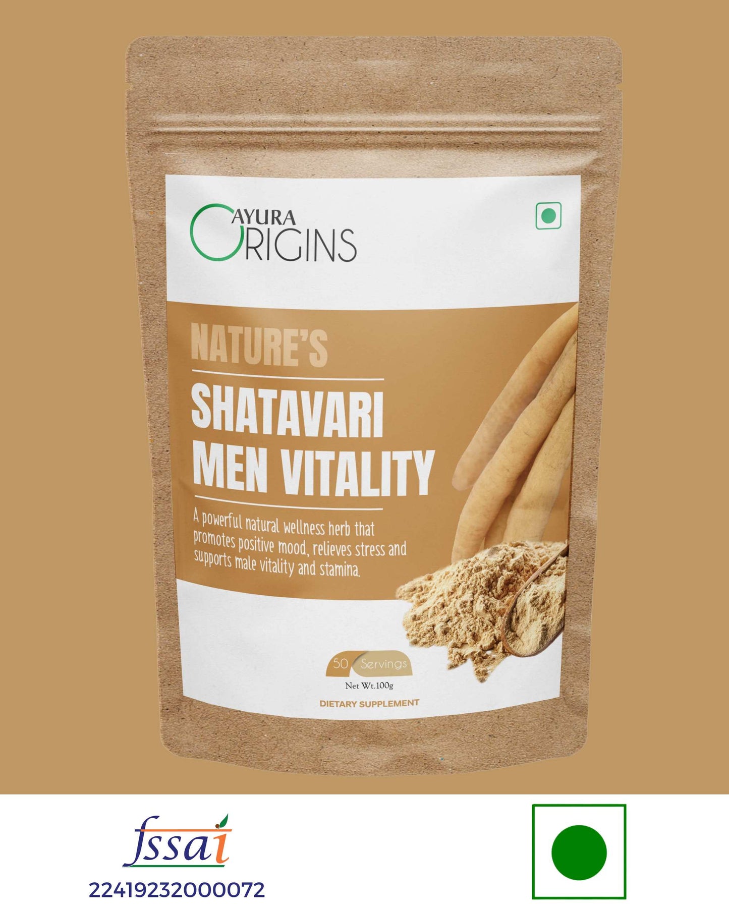 AYURA ORIGINS Nature's Shatavari Men Vitality - Stamina, Immunity, and Energy Support Daily Use 100g 50 Servings