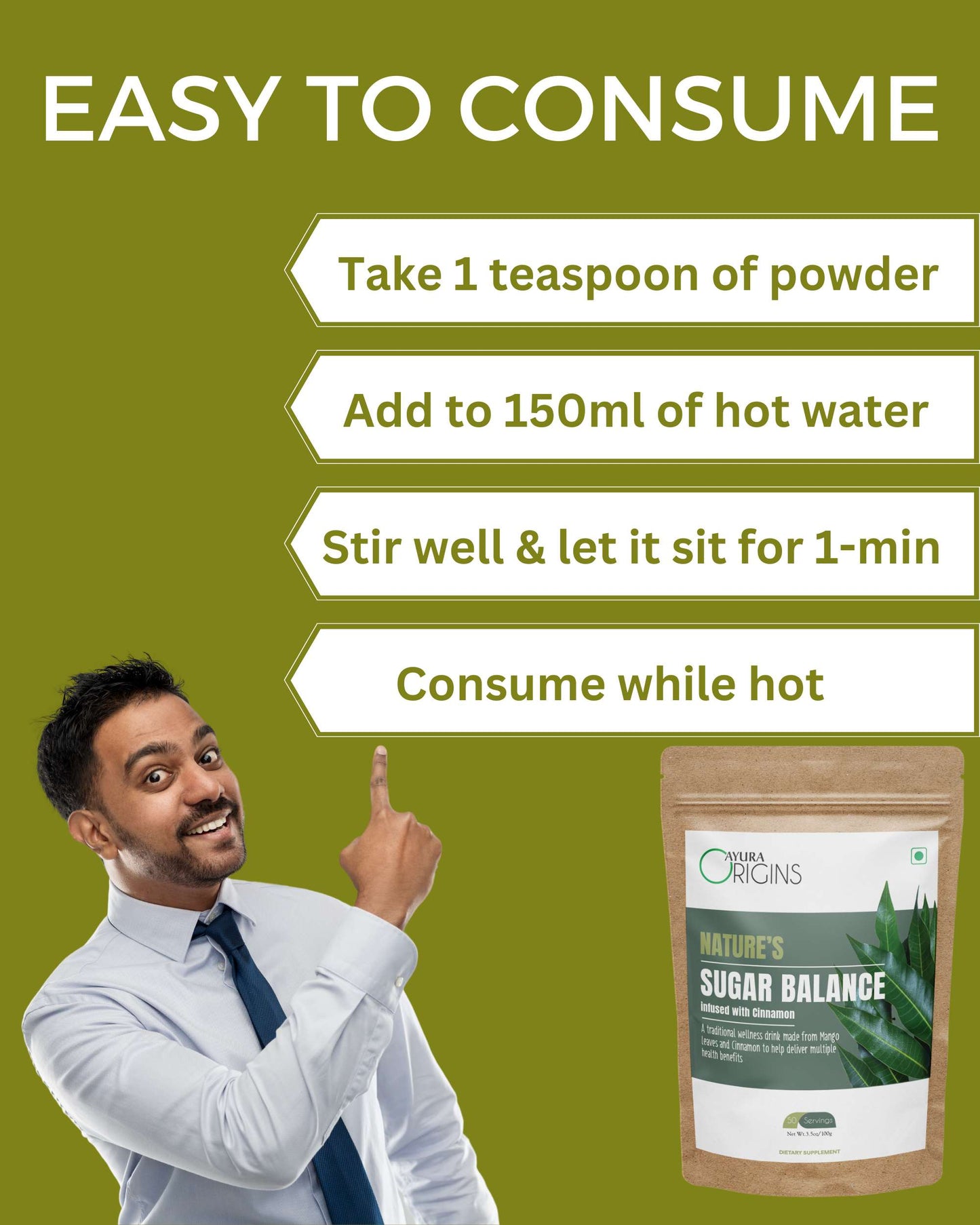 AYURA ORIGINS Nature's Sugar Balance - Support Sugar Control Wellness Supplement 100gm 50 Servings