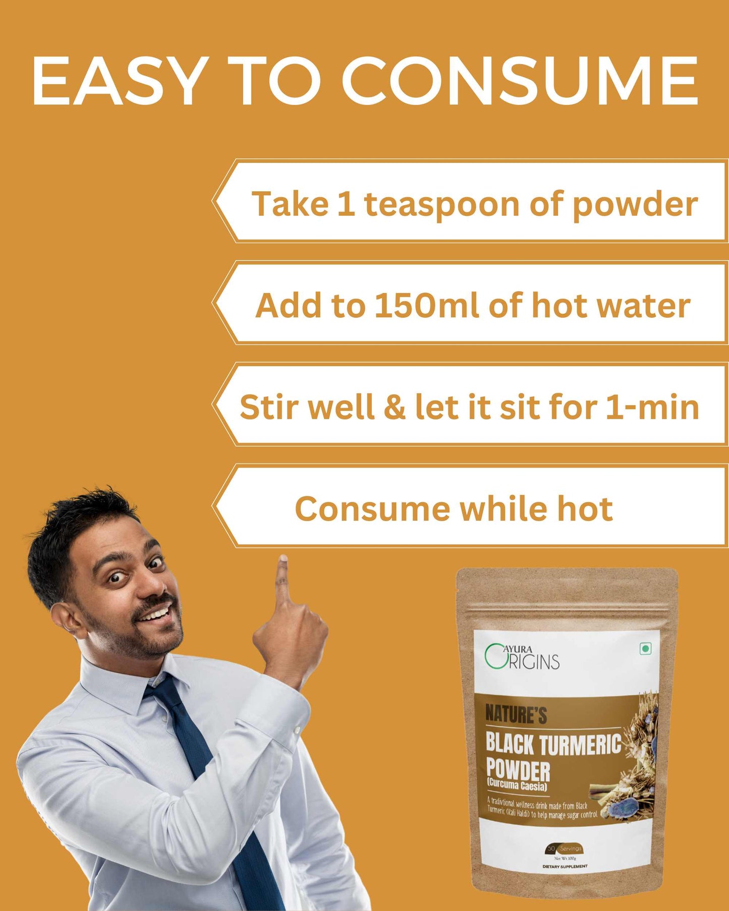 Nature's Black Turmeric Powder (Curcuma Caesia) 100gm 50 Servings