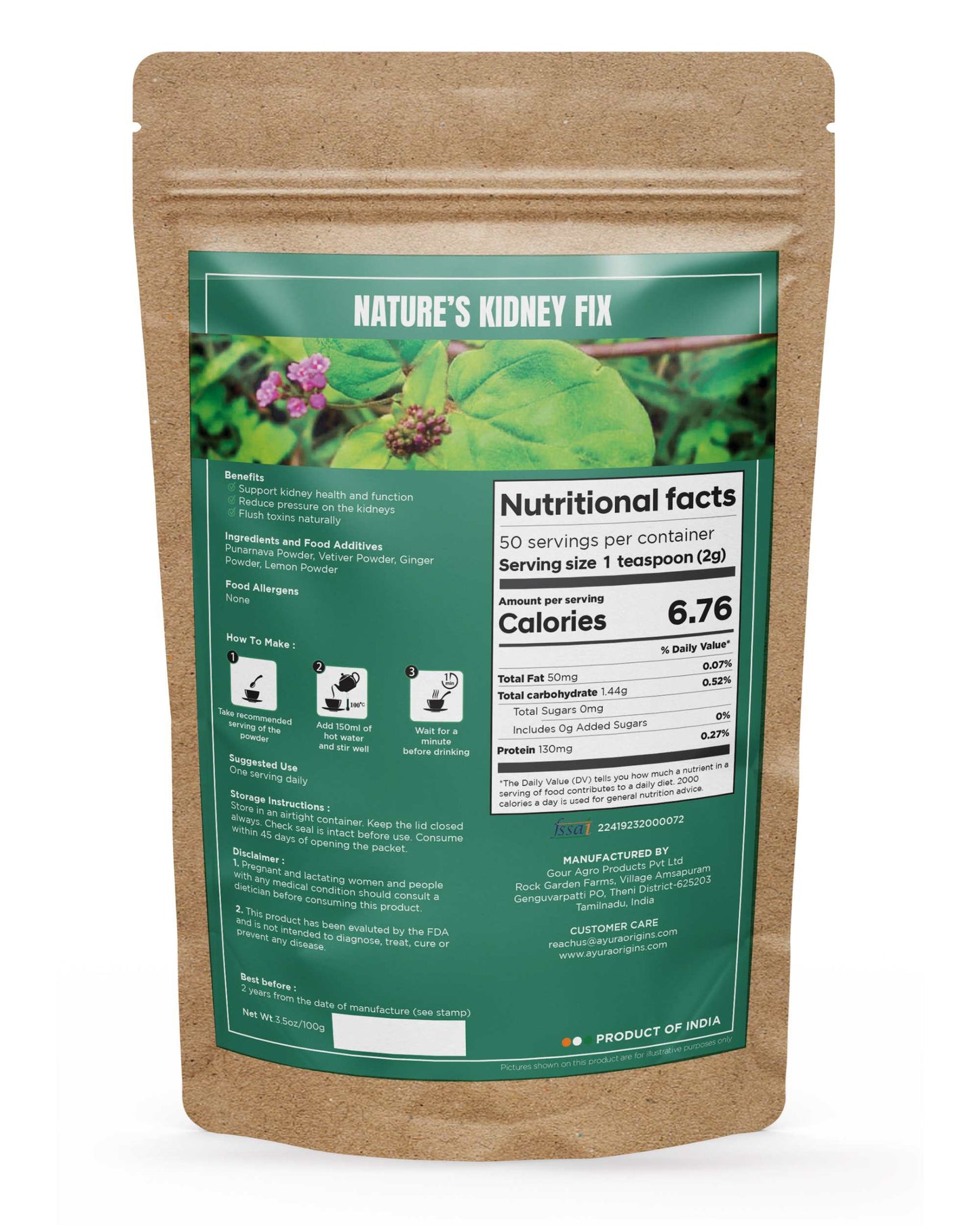 AYURA ORIGINS Nature's Kidney Fix 100gm 50 servings