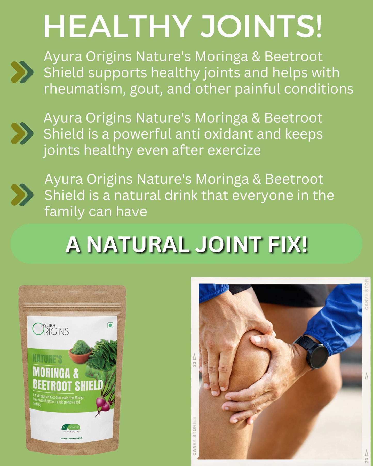 AYURA ORIGINS Nature's Moringa & Beetroot Shield 120gm 60 Servings