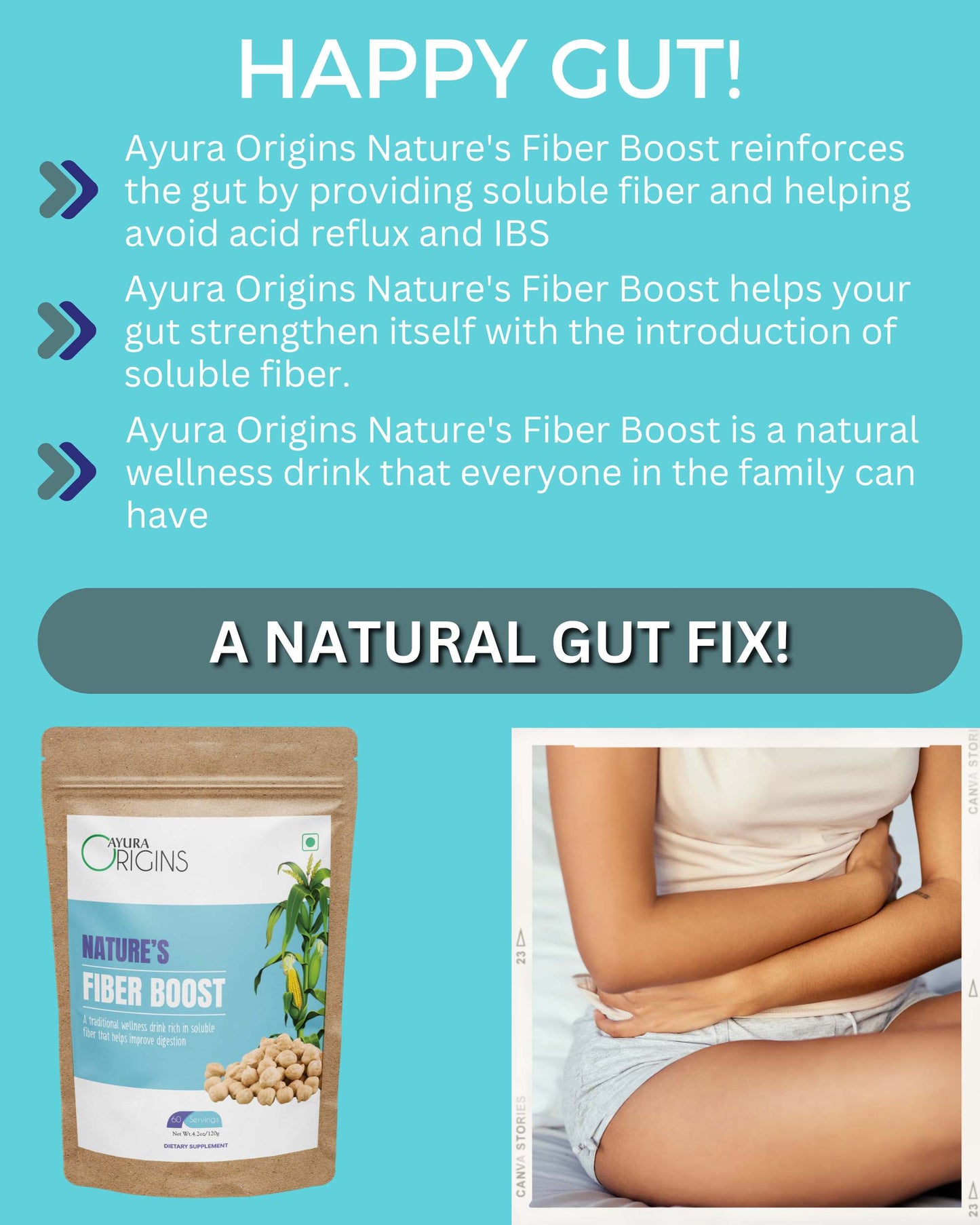 AYURA ORIGINS Nature's Fiber Boost 120gm 60 Servings