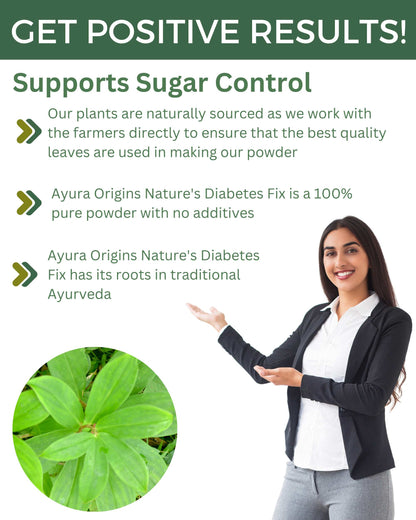 AYURA ORIGINS Nature's Diabetes Fix - Support Sugar control and manage Type 2 Daily 100gm 50 servings