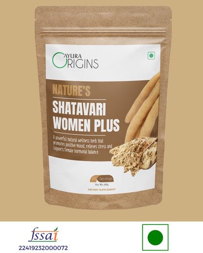 Ayura Origins Nature's Shatavari Women Plus - Support Hormonal Balance Aid Stress Relief 100g 50 Servings