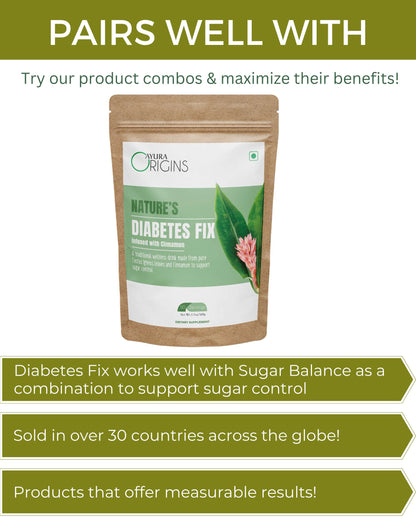 AYURA ORIGINS Nature's Sugar Balance - Support Sugar Control Wellness Supplement 100gm 50 Servings