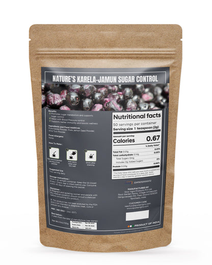 AYURA ORIGINS Nature's Karela-Jamun Powder 100gm 50 Servings