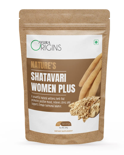 Ayura Origins Nature's Shatavari Women Plus - Support Hormonal Balance Aid Stress Relief 100g 50 Servings