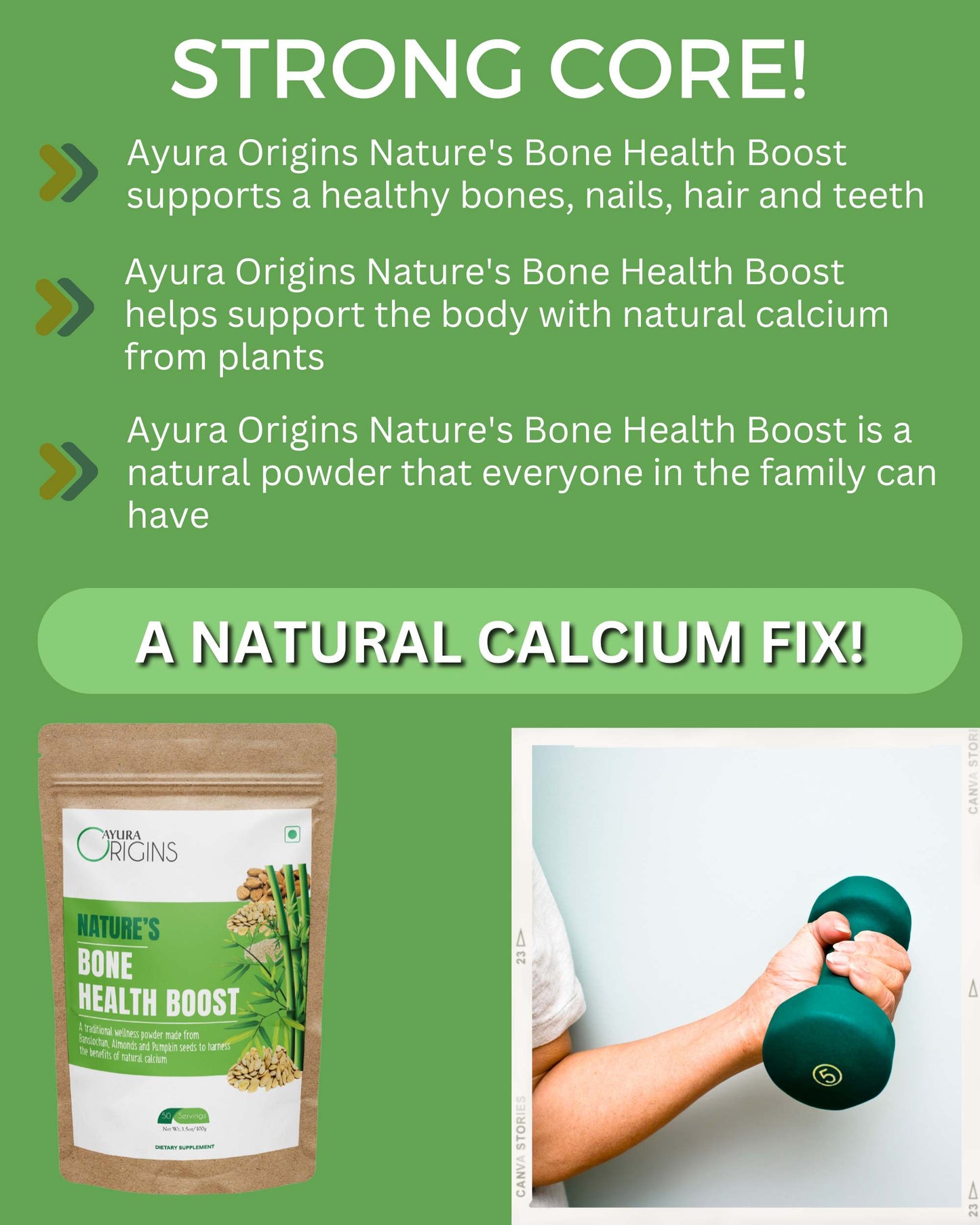 AYURA ORIGINS Nature's Bone Health Boost 100gm 50 Servings