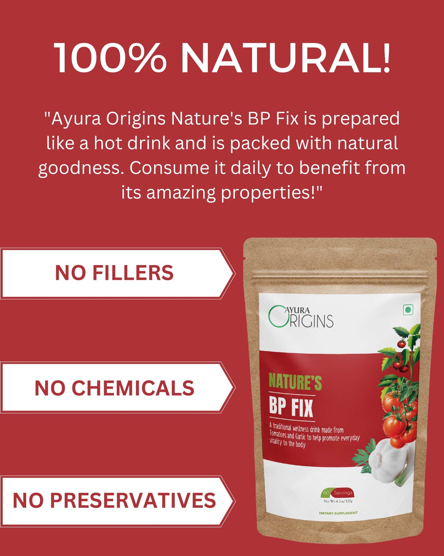 AYURA ORIGINS Nature's BP Fix 120gm 60 Servings