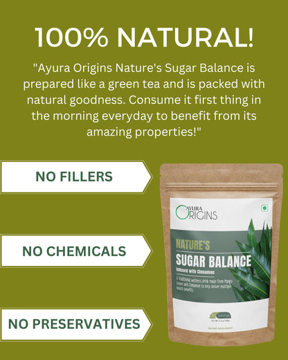 AYURA ORIGINS Nature's Sugar Balance - Support Sugar Control Wellness Supplement 100gm 50 Servings