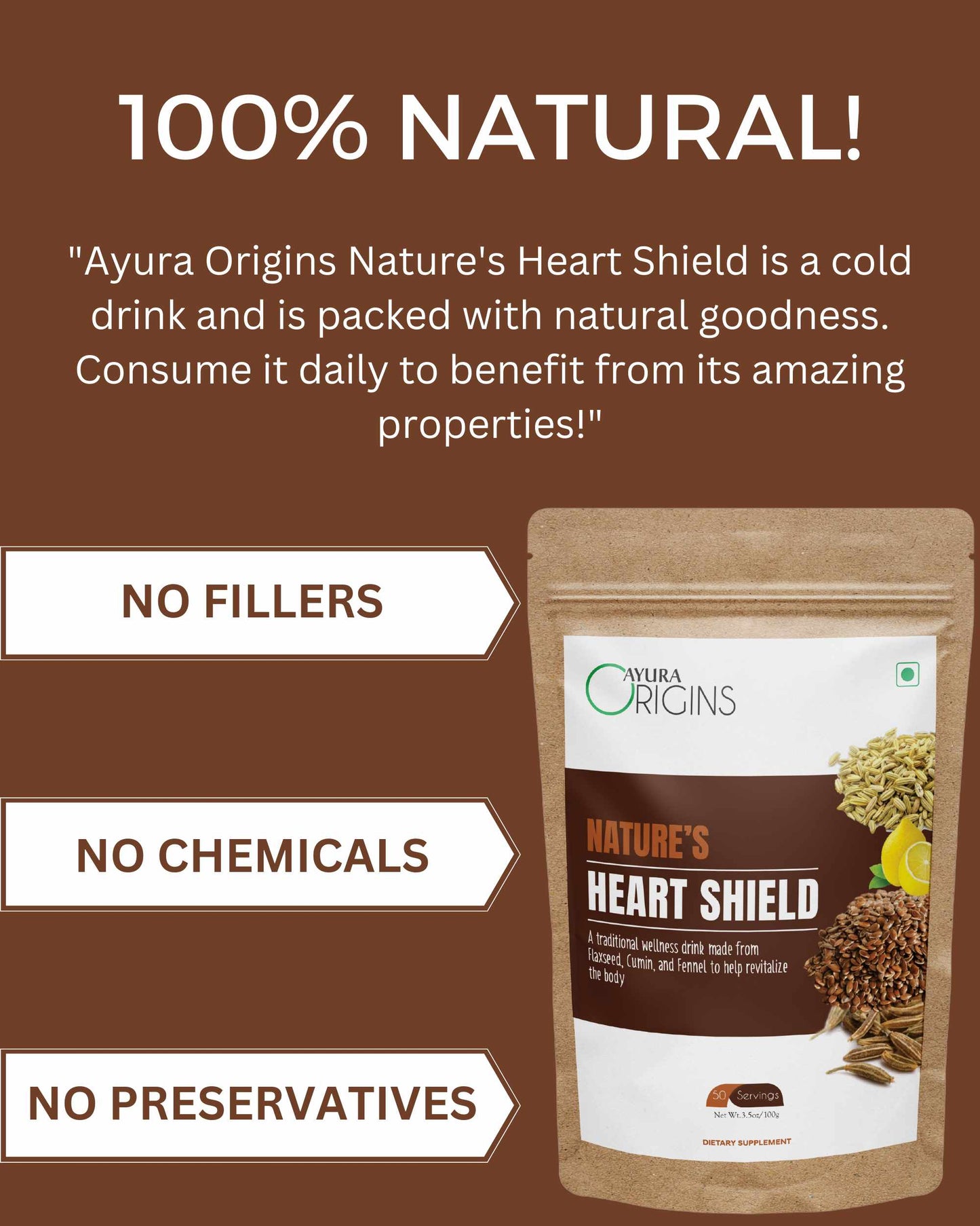 AYURA ORIGINS Nature's Heart Shield 100gm 50 Servings