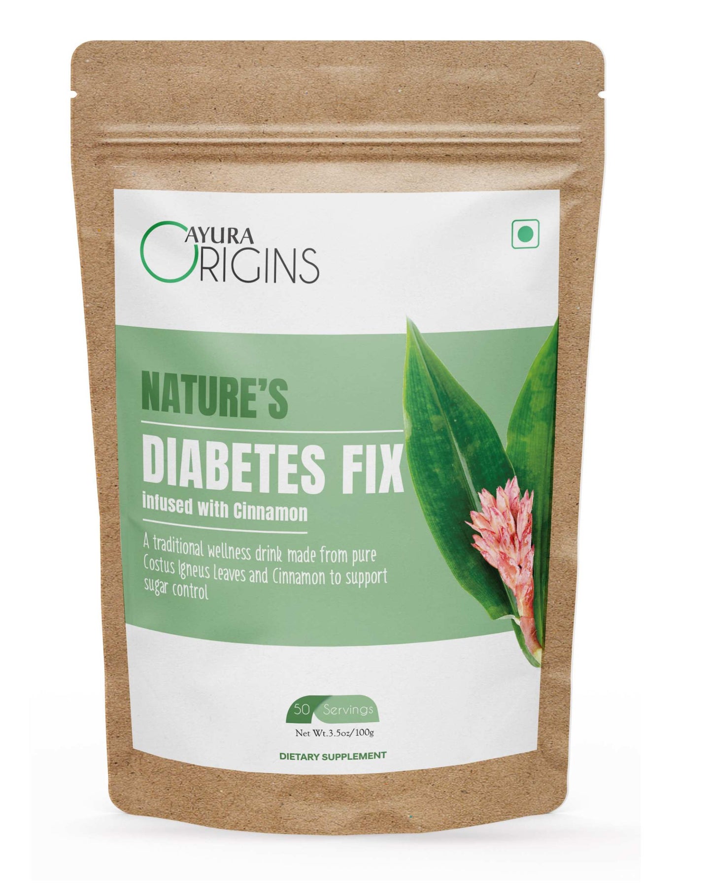 AYURA ORIGINS Nature's Diabetes Fix - Support Sugar control and manage Type 2 Daily 100gm 50 servings